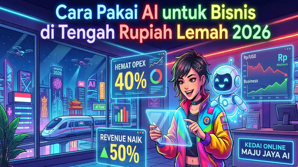 Ilustrasi AI untuk bisnis di Jakarta 2026, Rupiah lemah.